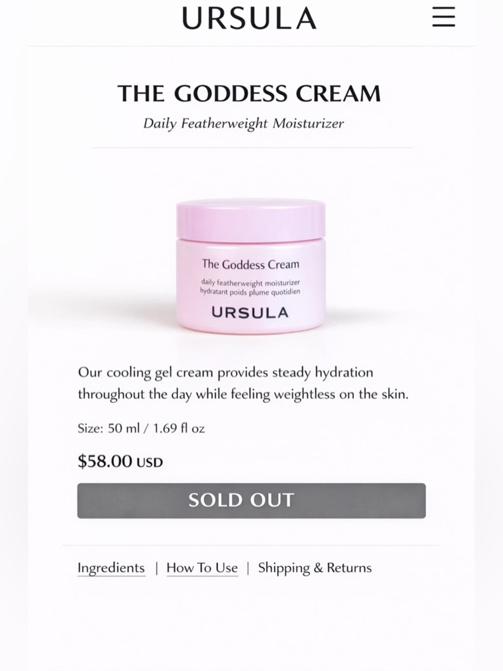 URSULA The Goddess Cream - Daily Featherweight Moisturizer - Picture 5 of 5